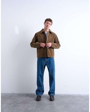 TOPMAN Faux Suede Button Jacket - Blue