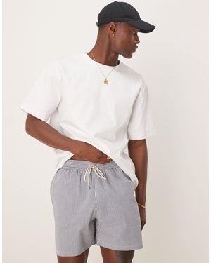 Polo Ralph Lauren Traveller Icon Logo Seersucker Stripe Swim Shorts - White