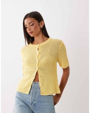 ASOS Lockere strickjacke mit kurzen ärmeln aus slub - Blau