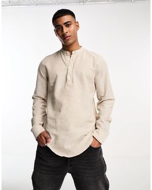 Only & Sons Linen Mix Overhead Shirt - Natural