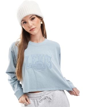 Levi's Varsity Tonal Logo Crop Long Sleeve T-shirt - Blue