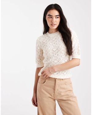 ASOS Open Knit Fluffy Top - Natural