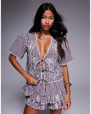 River Island Tie Front Top Co-Ord - Red
