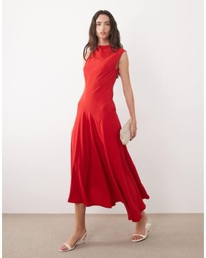 Mango Sleeveless Asymmetric Hem Maxi Dress - Red