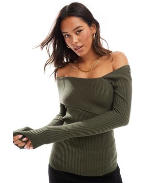 Style Cheat – asymmetrisches, geripptes strickoberteil - Grün