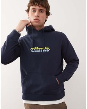 Gramicci Felpa Con Cappuccio E Stampa “Climb” - Blu