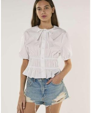 Glamorous High Waisted Denim Shorts - White