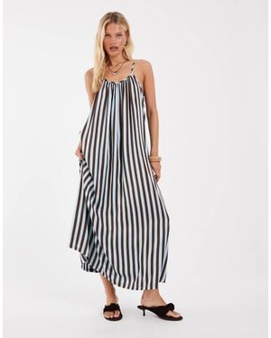 Object Vertical Stripe Cami Maxi Dress - White