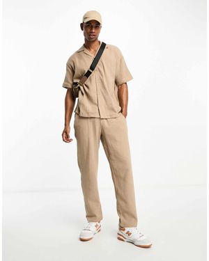 Jack & Jones Loose Fit Pants With Waffle Texture - Natural
