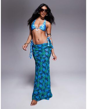 Candypants Polygeorgette Abstract Print Maxi Beach Skirt - Blue