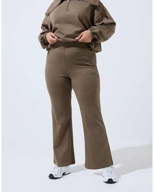 Yours Clothing Slim Flare Joggers - Brown