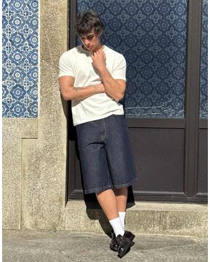 Bershka Baggy Denim Bermuda Shorts - Blue