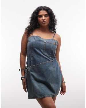 Collusion Plus Denim Wrap Dress - Blue