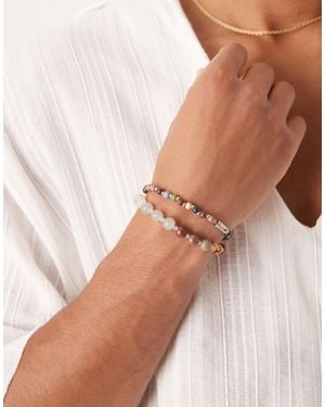 ASOS Festival Beaded 2 Pack Bracelet - Natural