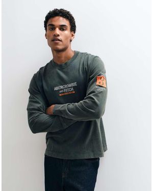 Abercrombie & Fitch Heavyweight Long Sleeve T-shirt With Front Graphic - Blue