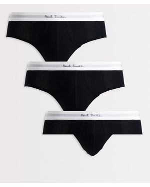 Paul Smith Confezione Da 3 Slip Neri Con Fascia - Nero