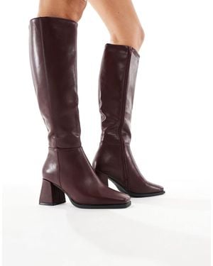 SEQWL Wide Fit Fisher Block Heel Knee Boots - Purple