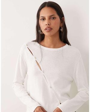 Mango Teen Asymmetrisch Vest Met Knoopdetail - Naturel