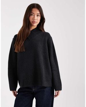 ASOS High V Cross Over Jumper - Black