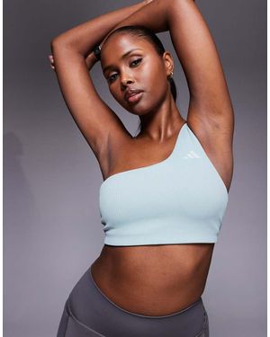 adidas Originals Adidas Training Optime Ribbed Light Support One Shoulder Sports Bra - Green