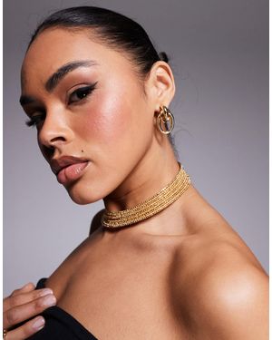 ASOS – choker-halskette mit goldenem perlendesign - Grau