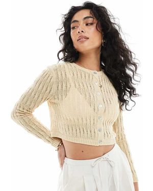 Monki Stitch Detail Cardigan - Yellow