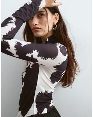 ARRANGE Premium Mesh Printed Long Sleeve Top - Multicolor