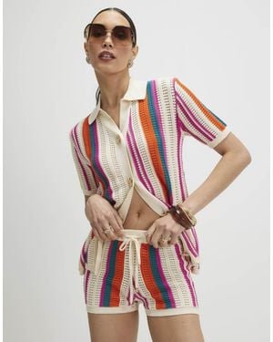 River Island Striped Crochet Shorts - Red
