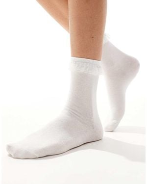 Lindex Organza Frill Edge Sock - White