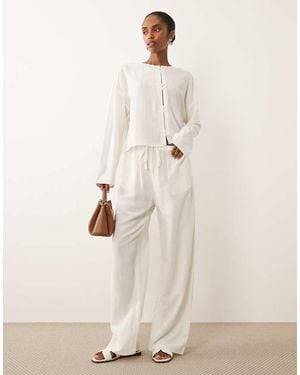 ASOS Linen Blend Pull On Trouser Co Ord - Natural
