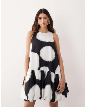 ARRANGE Trapeze Bubble Hem Mini Dress - White