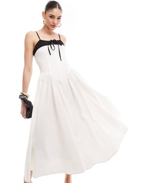 Extro & Vert Corset Top Pleated Midi Dress - White