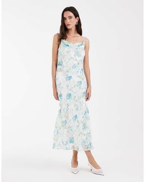 Vero Moda Smilla Chiffon Cowl Neck Cami Midi Dress - Blue