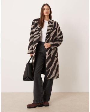 Vila Zebra Print Formal Coat - Natural