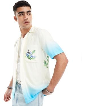Only & Sons Revere Collar Shirt With Floral Print - Blue