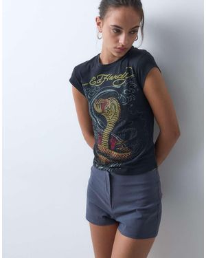 Ed Hardy Snakebite Cap Sleeve Tee - Blue
