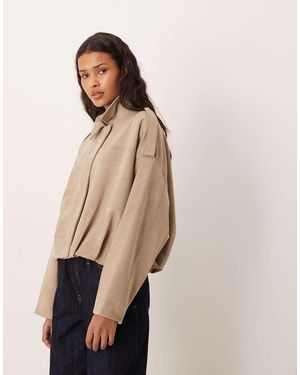 Jdy Faux Suede Bomber Jacket - Natural