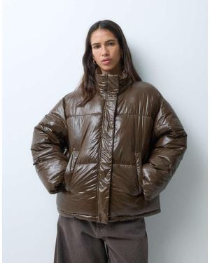 Noisy May Shiny Puffer Jacket - Brown