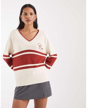 GANT Oversized Trui Van Katoen Met V-Hals - Rood