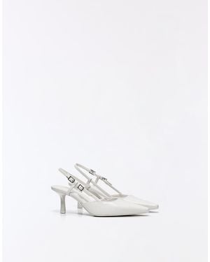 Bershka Buckled Heel Shoes - White