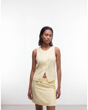 Noisy May Linen Mix Waistcoat Co-ord - Natural