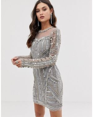 A Star Is Born Embellished Mini Dress In Silver - Metallic