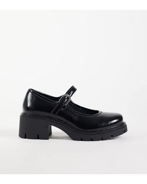 Asos Design Wide Fit Stable Chunky Mary Jane Mid Shoes - Black