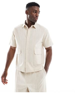 Native Youth Chemise d'ensemble coupe carrée en lin avec broderies cornely - crème - Blanc
