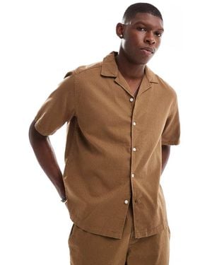 Only & Sons Camicia Cioccolato Testurizzata A Nido D'Ape Con Rever - Marrone