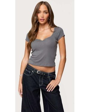 Edikted Ettalie Scoop Neck T Shirt - Blue