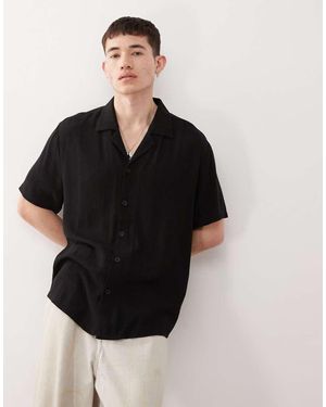 Reclaimed Vintage Oversized Linen Blend Shirt - Black