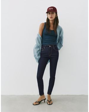 Pull&Bear Skinny Jeans Met Hoge Taille - Blauw