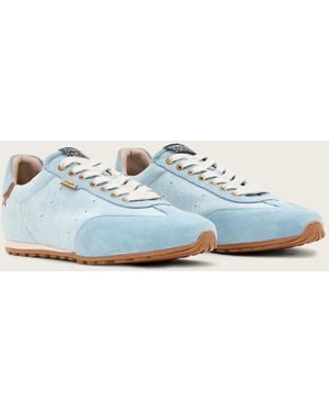 AllSaints – liam – low-top-sneaker aus denim - Blau