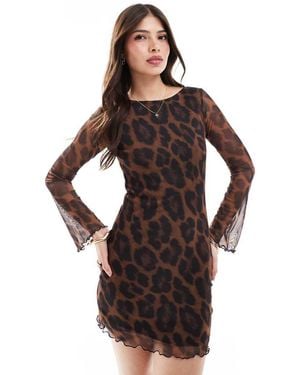 New Look Mesh Mini Dress - Brown